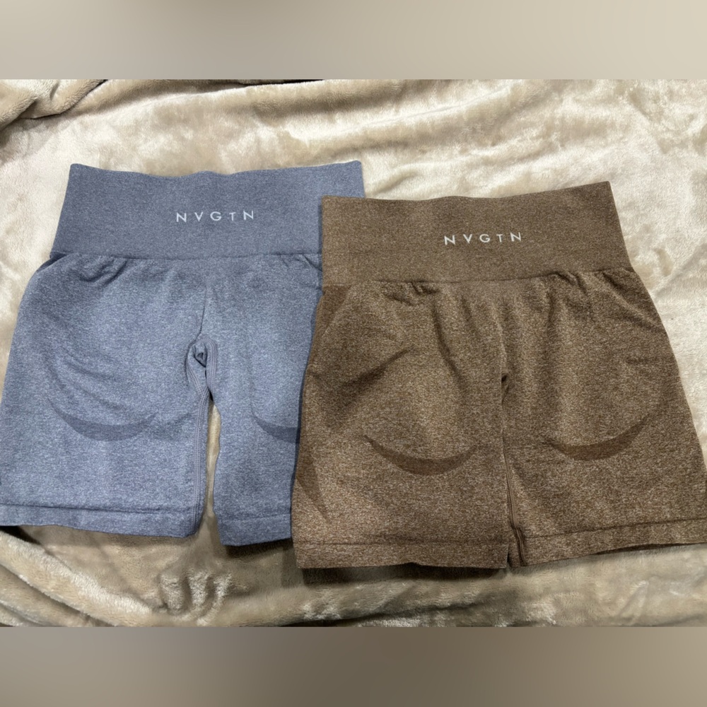 XS brown and gray NVGTN gym shorts